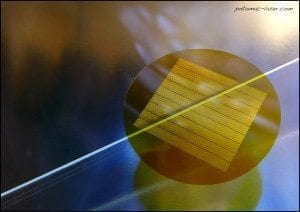 Kapton stencil with laser machined rectangular holes 16.7 microns by 110 microns