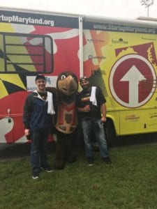 Potomac Engineers Zach Hutton & John Ford With UMD Mascot at Mfg Day